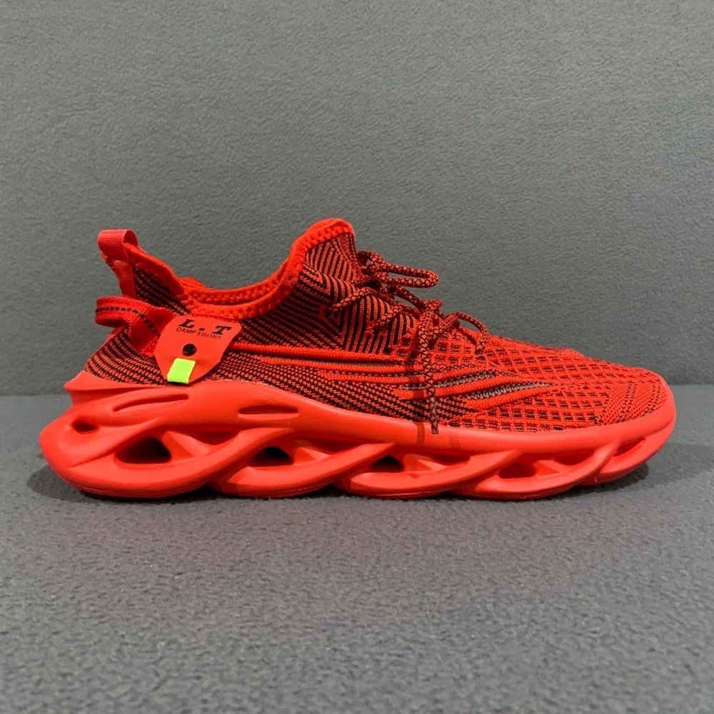 LT Damp Shoes Mens Bright Red Knit Mesh Pop Of Color Sneakers Size‎ 14